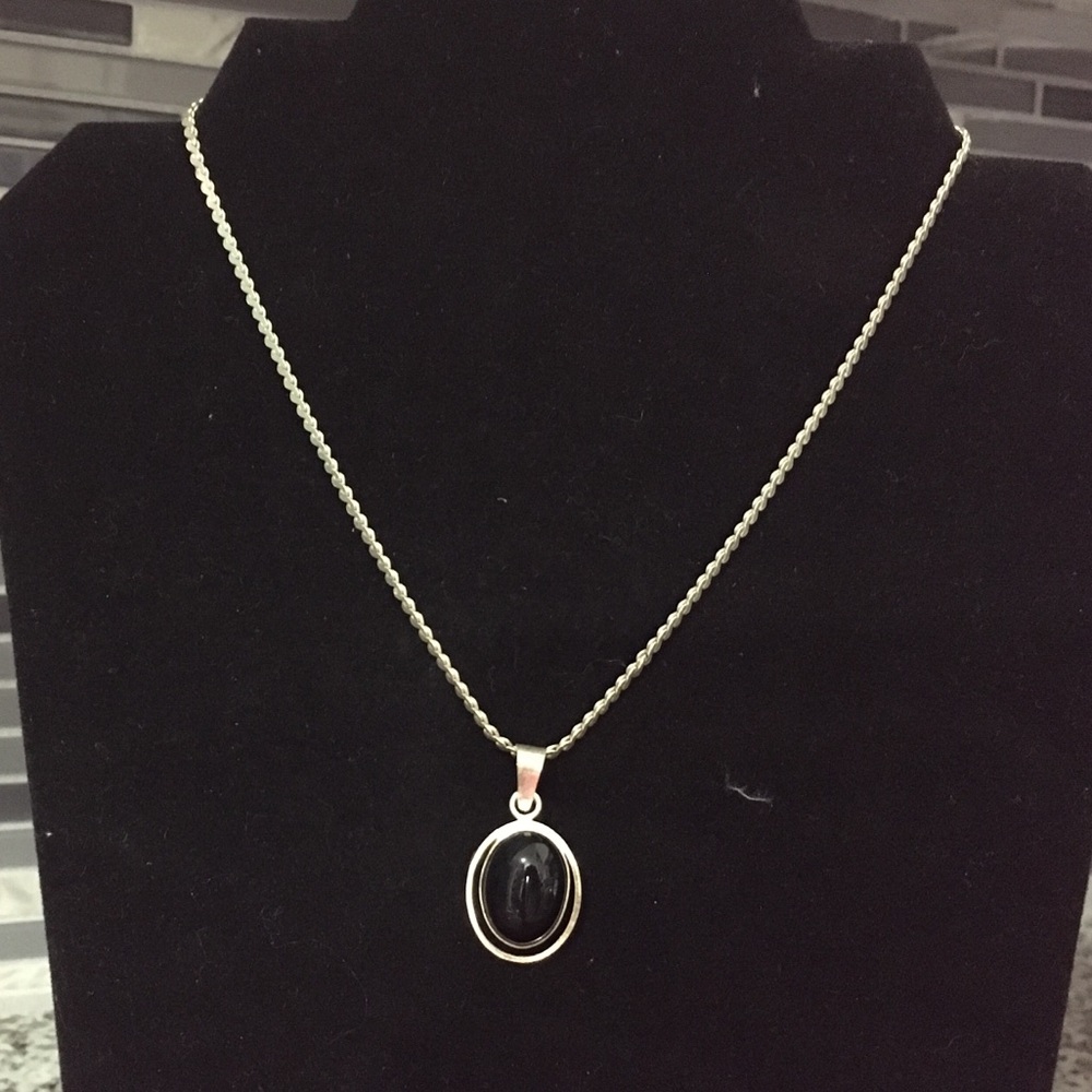 Italian Silver & Onyx Necklace